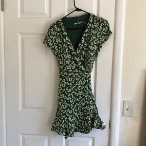 Urban Outfitters Green Floral Wrap Dress
